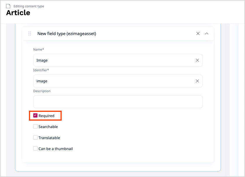 New image field in the Article content type