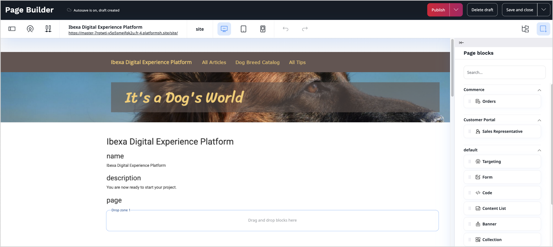 Empty page with new layout
